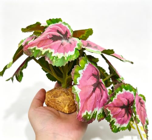 Fake Reptile Plants for Terrarium,Crested Gecko Tank Accessories | Artificial Plants for Reptile enclosure,Fake Habitat Decor for Lizard Bearded Dragon Desert Gecko Tortoise Snake frog - color: Magenta