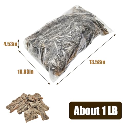 VCEPJH Reptile Bark Bedding,1 LB Natural Cork Bark for Reptiles Flat Cork Wood Terrarium Substrate Tank Supplies for Snake Spiders Bearded Dragons Hermit Crabs Geckos