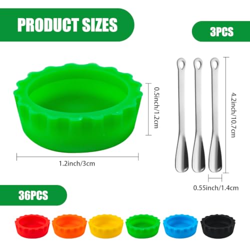36PCS Gecko Feeding Cups with 3 Scoops, Reptile Food Feeding Cups | Colorful Food and Water Feeding Dishes Silicone Crested Gecko Cup for Lizards, Tortoise and Small Pets - color: 36PCS