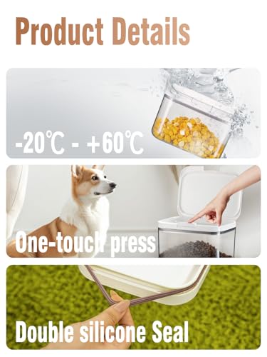 5-10 lb Airtight Dog Food Storage Container, White | Large airtight bin with pop-lock lid and clear body; stores 5-10 lb of dry dog food, cat treats, rice, or flour. - color: (D981)-4.5L