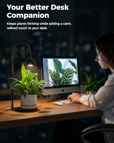 Bamworld Grow Lights for Indoor Plants with Full Spectrum LED Grow Lamp with 3/6/12 Timer Switch Height Adjustable Plant Growing Lamps for Indoor Growing Black
