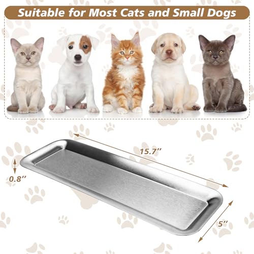 Cat Food Bowl,Extra Wide Stainless Steel Bowls for Multi-Cat Family and Flat Face Cats,Anti Whisker Fatigue Dishes Non Slip Shallow Kitten Plates for Food and Water(2 Pack)