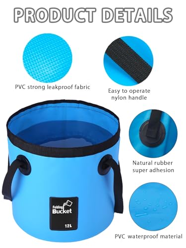 Collapsible Bucket with Handle, Lightweight 5 Gallon 20L | Folding Water Container, Portable Wash Basin for Camping, Fishing, Gardening, Car Washing, and Outdoor Use - color: Blue, size: 20L