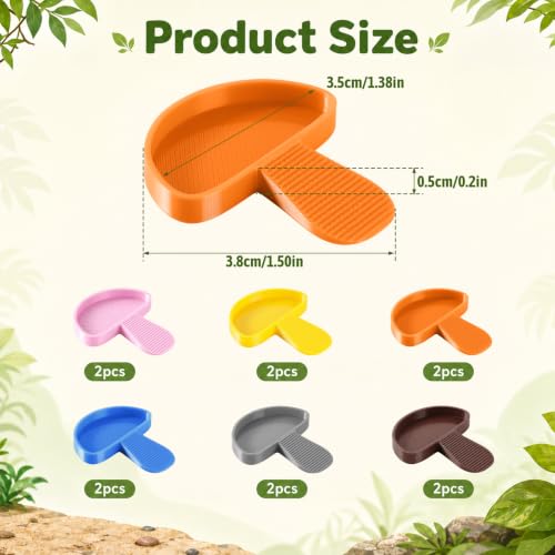 12 Pack Tiny Feeding Dish for Invertebrates, Colorful Mushroom Shaped Feeder Bowls for Dubia Roaches, Springtails, Isopods - size: Mushroom