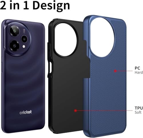 for Cricket Icon Pro SN512C 2026 Slim Dotted Hybrid Cover Phone Case + Extreme Band (Blue) - color: Blue