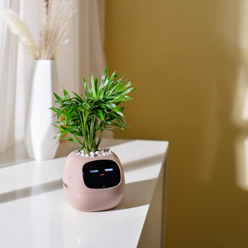 Smart Pet Planter APP AI Robot Garden Flower Pot Gift, Pink | Plant Care Guidance with Emojis, Adorable Companion, Rich Gesture Interaction, Ideal Desktop Decor & Gift - color: Pink