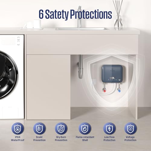 Westinghouse 6.5kW Tankless Water Heater Electric, Low Watt Instant, 240V | Point of Use Water Heater, Under Sink Water Heater Electric, Smart WiFi, Compatible with Alexa & Google Home, Deep Blue - color: Deep Blue 6.5