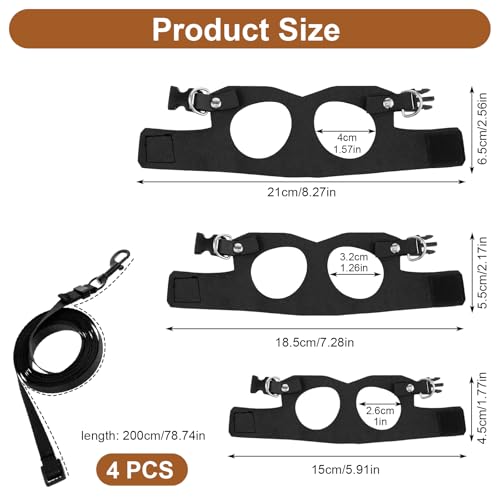 3 Pack Bearded Dragon Harness and Leash Set, Adjustable Nylon Bearded Dragon Accessories with 3 Sizes Vests, 6.56ft Lead for Reptile Training & Walking Accessories(Black) - color: Black