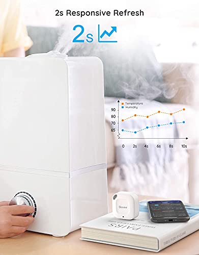 Govee Smart Bluetooth Thermometer Hygrometer H5074, Mini Humidity Sensor | Monitor temp/humidity with alerts, 262ft range. Export 2-yr data, precision sensor, portable. For greenhouse & incubators