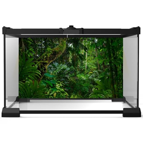 2 Packs Tropical Rainforest Aquarium Background Fantasy Forest Fish Tank Background Jungle Style Mushrooms Reptile Tank Backgrounds Stream Lake Green Leaves Reptile Enclosure Backgrounds 24x12in - color: Green_Blue, size: 24(W)x12(H)inches/ 60(W)*30cm(H)