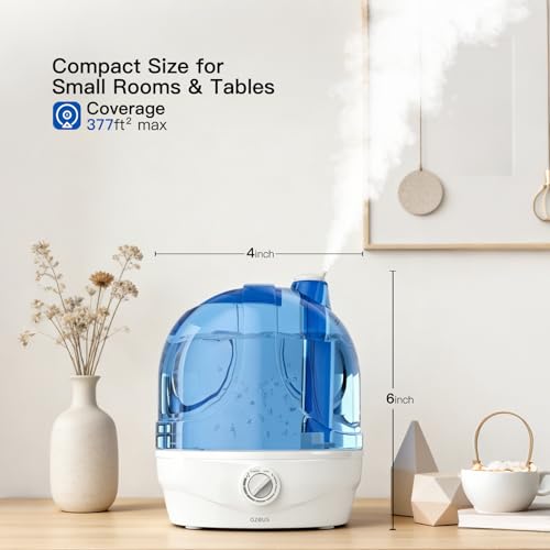 Azeus 2.8L Large Capacity Ultrasonic Cool Mist Humidifier - Powerful Moisture Control for Comfortable Spaces, Lasts up to 30 Hours, Auto Shut-Off (BPA-Free) - color: Light blue