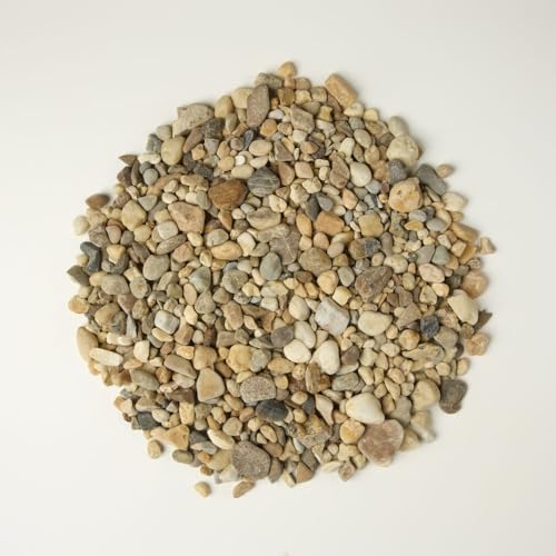 32 oz Jug Multicolor Cream Small River Rock, ½-1½ inch size, for indoor outdoor decor, vase filler, candles, art, crafts, aquariums, fairy gardens, planters, tablescapes, terrariums - color: Cream River Rock, size: Small