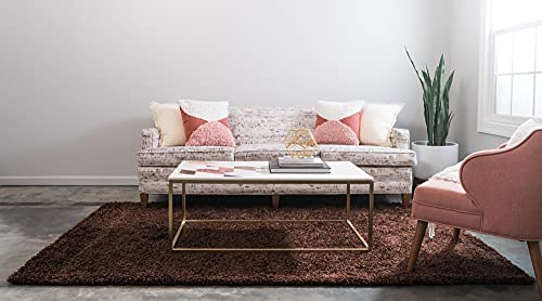 Unique Loom Solid Shag Collection Area Rug (1' Square, Chocolate Brown) - color: Chocolate Brown, size: 1' x 1' (Square)