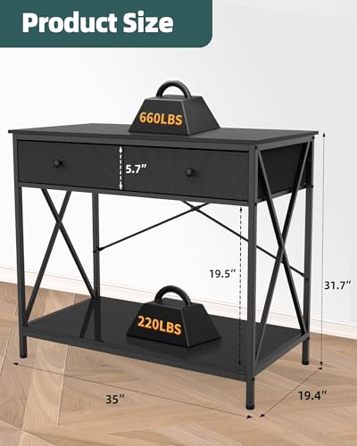 Fish Tank Stand with Drawer,40-50 Gallon Aquarium Stand Easy Assemble | Stable Metal Frame, 2-Tier Breeder Reptile Turtle Terrarium Stand Fits Office Room Home, Adjustable Feet, Accessories Storage - color: Black, size: 40-50 Gallon
