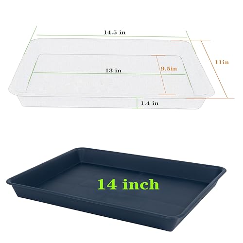 VUWEZ Plant Growing Trays 2 Pack, Plant Tray, 14.5"x11", Heavy Sturdy Plastic Plant Saucer Seed Trays, Seedling Starter Tray, Plant Drip Trays for Indoors, Seed Starter Growing Tray (Blue) - color: Blue, size: 14.5'' x 11'' x 1.5'' (2 pack)