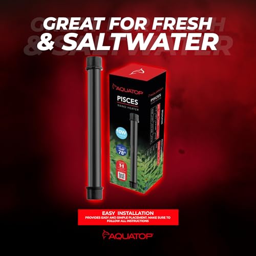 Aquatop 10W Pisces Nano Heater – Fully Submersible for Fish Tanks Up to 3 Gallons – Preset 78°F Thermostat – Heat-Resistant – PCS-10W - size: 10W