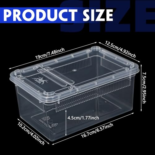 Irenare 8 Pcs Reptile Breeding Box Plastic Spider Terrarium Tarantula Feeding Box for Bearded Dragon Lizard Spider Gecko Scorpion(Vent Strips,Clear,7.48 x 4.92 x 2.95 Inch) - color: Clear, size: 7.48 x 4.92 x 2.95 Inch, style: Vent Strips