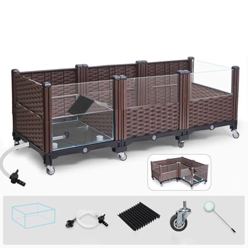 Tortoise Shallow Water Turtle Habitat, Home Turtle Breeding Box | Plant Planting Ecological Breeding Box, Drainage & Wheels – 47.2” Tortoise Habitat for Turtles, Lizards, Snakes & More