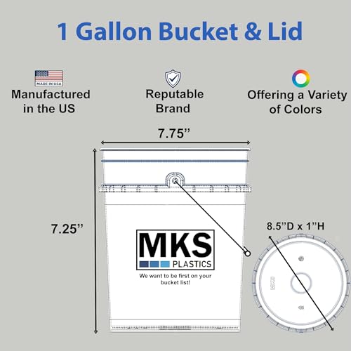 1-Gallon Bucket with Airtight Lid – Made in USA, Food Grade BPA Free Plastic, Heavy Duty Multi-Use, Metal Handle with Grip, Stackable Storage – Black, 2 Pack - color: Black, size: 2