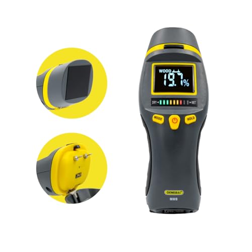 General Tools MM9 Pin & Pinless Moisture Meter – Dual Moisture Detector for Wood, Drywall & Building Materials – Digital Display, Scan & Pin Modes, Data Hold | Gift for Dad, Father’s Day Gift Idea - size: Pin & Pinless