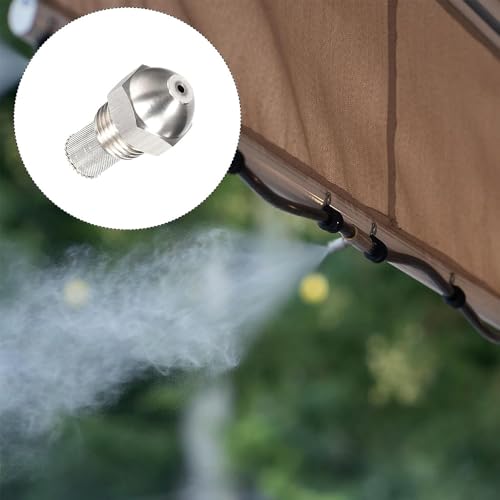 Heavy-Duty 304 Stainless Steel Mist Nozzle, 1/4 BSPT Thread, 0.7mm / 0.028 in Orifice Fine Atomizing Spray Tip, Anti-Clog, Anti-Rust for Outdoor Cooling