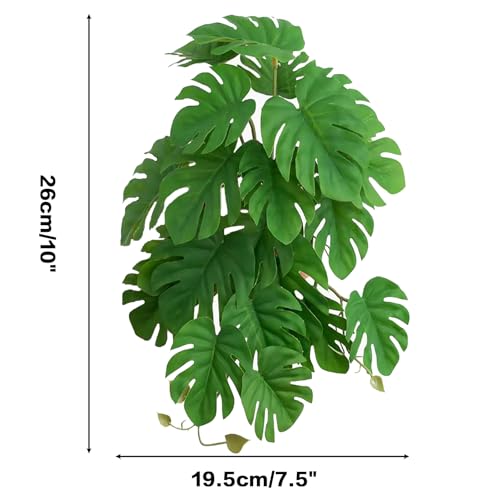 Reptile Plants for Terrarium, Artificial Hanging Plastic Plants with Suction Cups,Amphibian Tank Habitat Decor fit for Bearded Dragons Chameleon Lizards Snake 2Pack (A) - color: A
