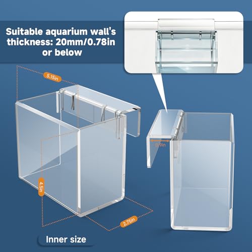 Hatchery Incubator Tank for Fish & Corals, Drip Acclimation Container | Hanging Acclimation Breeding Box for Saltwater & Freshwater Aquariums, for Small Fish Shrimp Turtles & Betta, Aquarium Decor