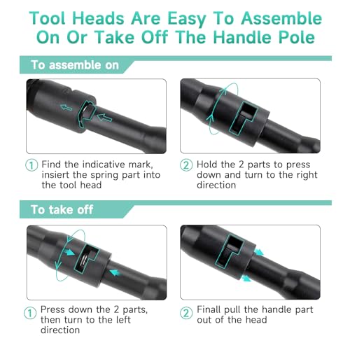 hygger 6-in-1 Aquarium Cleaning Tools, Multipurpose Fish Tank Cleaning Kit for 20-160 Gallon Tank with Telescopic Long Handle,6 Clean Heads - size: Medium
