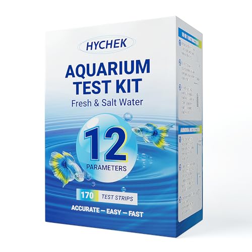 12 in 1 Accurate Aquarium Test Kit, Fresh and Salt Water Test Strips | 170 Strips, Fish Tank Aquariums Water Test Kit, Easy Fast Test Way, Multiple Uses, Includes Ammonia Phosphate Strips and More