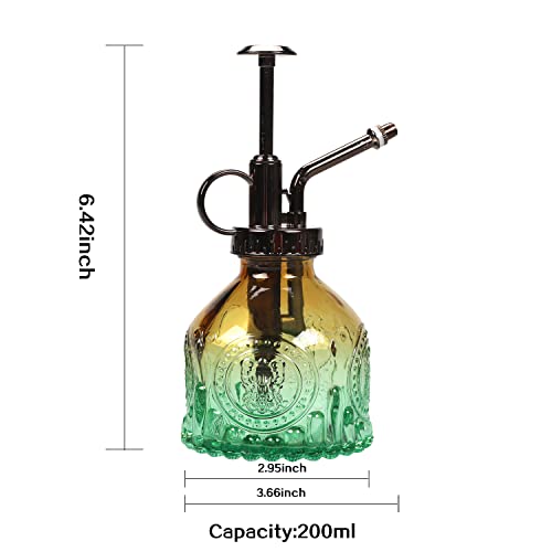 TOMEX Glass Plant Mister Spray Bottle 200ML Watering Bottle with Top Pump Watering Can for Indoor Outdoor House Plants,Flowers (Brown-Green) - color: Brown-Green