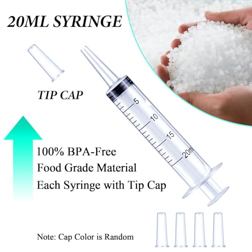100 Pack 20ml Syringes with Cap for Liquid, 20cc syringe Whole Pack Bulk Sterile Sealed, No Needle - color: 20ML, size: 100 pcs