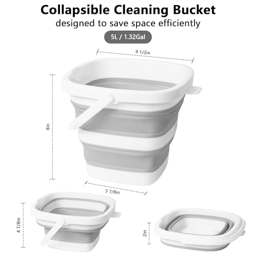 Collapsible Bucket, 1.32 Gallon 5L Small Mop Bucket for Cleaning, Car Washing, Portable Tub for Camping, RV, Beach, Sand, Fishing, Garden, Space Saving Plastic Water Basin Ice Buckets - color: Gray, size: 5L