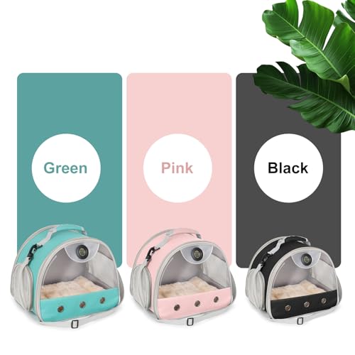 Bearded Dragon Carrier, Reptile Travel Bag with Built-in Thermometer Hygrometer, Breathable Small Animal Carrier with Clear View Window, Portable Guinea Pig Carrier for Gecko, Snake, Hamster - color: Pink