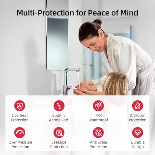 Electric Tank Water Heater, MIZUDO 8 Gallon Point of Use Hot Water Heater | Easy to Install for Kitchen, Food Truck, RV, Camper, 120V 1440W, Under Sink, Wall or Floor Mounted - color: 8 Gal