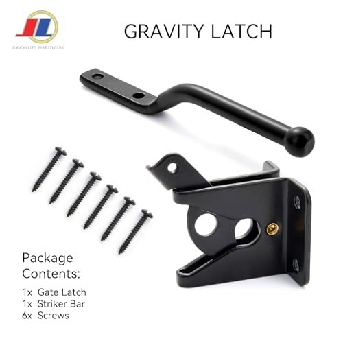 Gravity Gate Latch, Self-Locking Fence Latch, Black | Compact black self-locking gravity latch for wood or metal gates; weather-resistant hardware for garden, yard and pet gates. - size: Lightweight door
