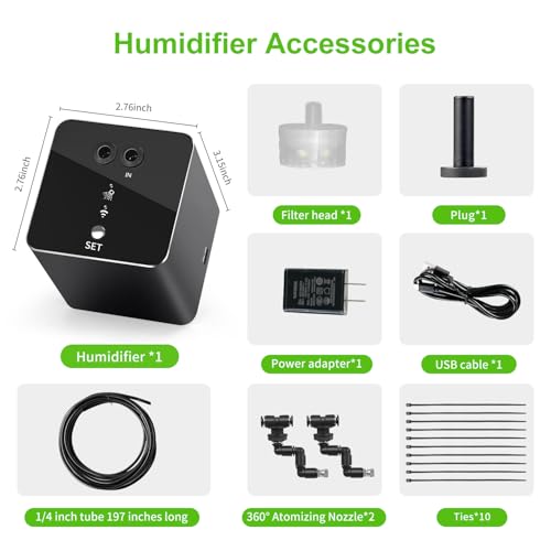Reptile mister, WiFi reptile humidifier withAPP control, automatic mister for reptile tank,terrarium, adjustable 360° nozzle, self-priming pump, easy to use