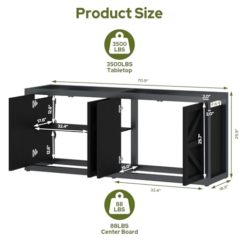 knoworld 125-150 Gallon Fish Tank Stand with Power Outlet, 71"×18.9" Tabletop, 3500LBS, Fits 125/150 Volumns Aquariums, Capacity, Heavy Duty Aquarium Stand & Terrarium Stand with Adjustable Shelf