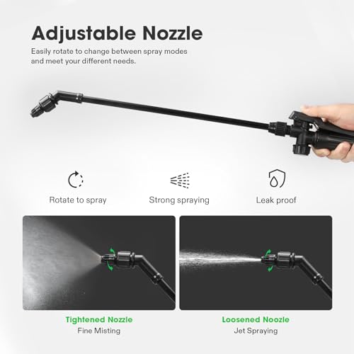 VIVOSUN 2.1Gal/8L Pump Pressure Sprayer, Pressurized Water Spray Bottle | with Adjustable Shoulder Strap, Adjustable Nozzle, Safety Valve & Additional Seals, Ideal for Watering, Fertilizing, Cleaning - size: 2.1 Gallon / 8 Liter