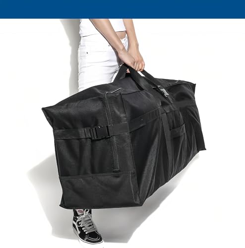 Large Duffel Bag, Waterproof Carry on Weekend Overnight Storage Bag over Luggage for Airline, Travel, Camping, Moving - color: 180L-Black