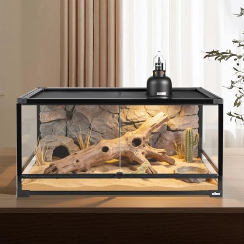 50 Gallon Tempered Glass Reptile Tank, 36" x 18" x 18" Reptile Terrarium,Reptile Enclosure with Front Opening Sliding Double Doors, Top Ventilation, Removable Door Easy to Feed and Clean - size: 36" x 18" x 18"