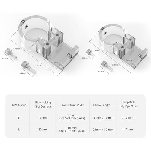 FZONE Detachable Acrylic Bracket – Compact Filter Pipe Holder for Glass & Stainless Steel Aquarium Lily Pipes (S) - size: S
