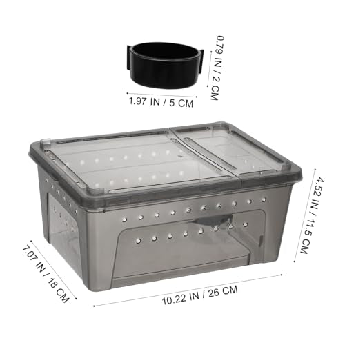 HEMOTON Reptile Breeding Box 2-Pack Plastic Terrarium with Feeder for Turtles Geckos Lizards and Snakes Habitat Container