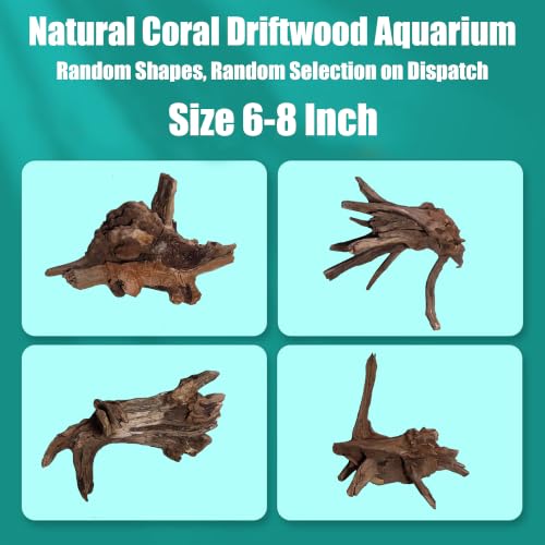 Natural Coral Driftwood Aquarium Decor, 6 Pcs 6-8 Inch Assorted Twisted Branches, Safe Sinking Driftwood Ornament for Fish Tank Reptile Terrarium Landscape Decoration - color: Coral Driftwood 6 - 8IN