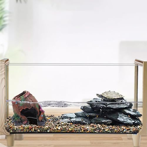 Resin Lizard Hideout and Reptile Hide Cave Decorative Habitat Shelter for Terrarium, Slant Barrel Design Reptile Tank Decor for Lizards, Turtles, and Amphibians