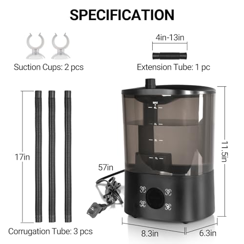 REPTI ZOO 4L Reptile Fogger Mister, Reptile Humidifier with Integrated Water Tank Design for Reduced Leaking, Ultra Quiet Terrariums Digital Tank Timing Humidifier, Intermittent Humidification Fogger