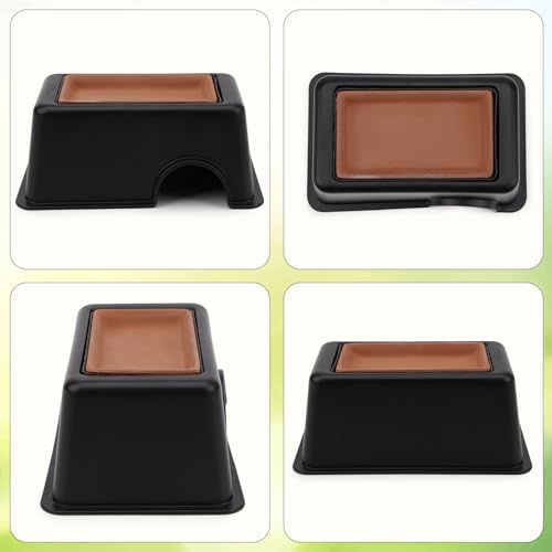 Hypeety Reptile Hide Box Small Animal Hide Cave for Snakes Lizards Geckos | Smooth surface, with pottery sink, maintain humidity, helps peeling, hollow design at the top, easy to clean, balck, 3-in-1