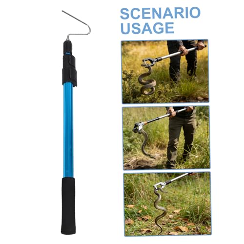 Retractable Snake Hook and Metal Snake Grabber, Collapsible Aluminum Alloy Reptile Catching Tool 19.7-45.7in for Garden and Outdoor Handling