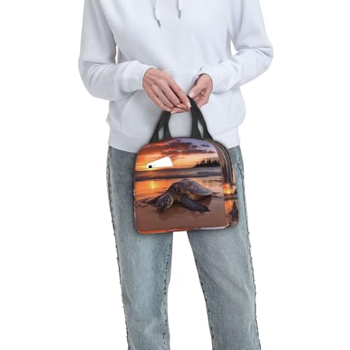 Insulated Lunch Bag Sea turtle sunset Lunch Box for Women Men Reusable Leakproof Lunch Cooler Bag for Office Picnic - color: Sea Turtle Sunset