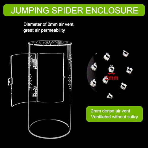 NANEEZOO Acrylic Tarantula Enclosure Jumping Spider Enclosure with Front Opening Door Micro Habitat Terrarium for Small Tree Dwelling Reptiles, Spiders & Invertebrates - size: 6x6x12 Inch