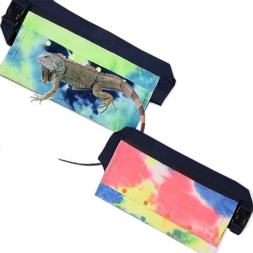 Reptile Sling Carrier, Soft Warm Bearded Dragon Lizard Pouch with Adjustable Strap, Blue Green, for Leopard Gecko Hamster Small Animals - color: Blue Green